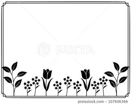 簡單的花剪影框架背景圖 107606366
