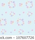 Colorful floral pattern on light blue background 107607726