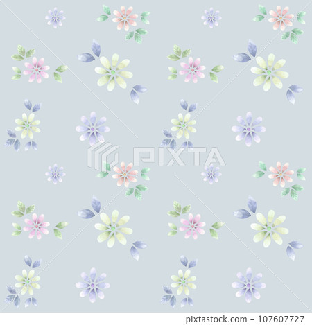 Colorful floral pattern on gray background Colorful floral pattern on gray background 107607727