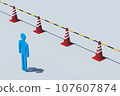 People blocked by color cones 107607874