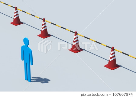People blocked by color cones People blocked by color cones 107607874