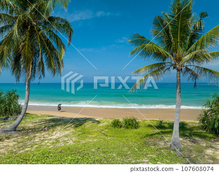 Beautiful beach at open sea in summer season,Nature Environment and Travel background,Amazing sea ocean background 107608074