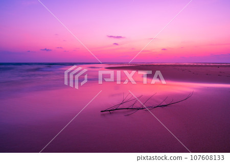 Nature seascape beautiful Light Sunset or sunrise over sea, Colorful scenery Sky,Amazing sky colorful light cloud background 107608133