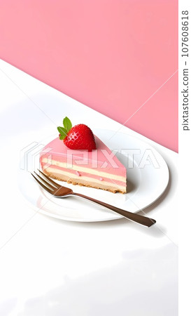 pink crape cake with strawberry pink crape cake with strawberry 107608618