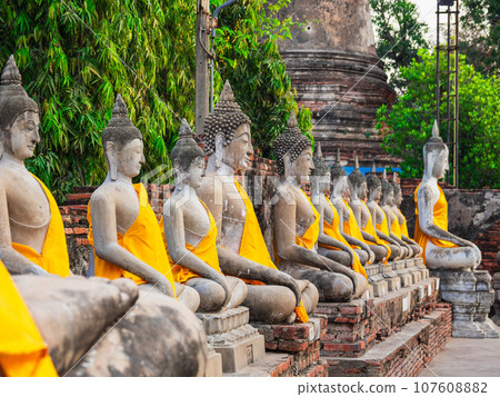 Stone Buddha of Wat Yai Chai Mongkol, ancient capital of Ayutthaya Stone Buddha of Wat Yai Chai Mongkol, ancient capital of Ayutthaya 107608882