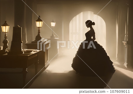 Backlit wedding dress/marriage blue 107609011