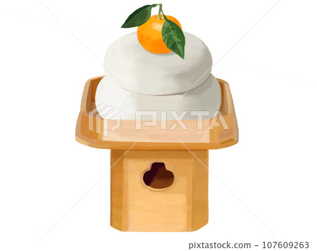Kagami-mochi (three sides, orange) Kagami-mochi (three sides, orange) 107609263