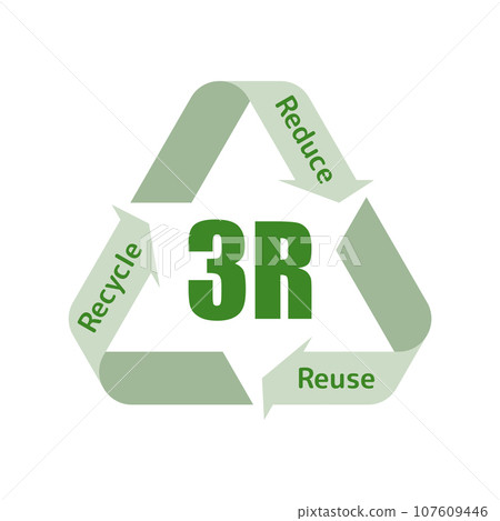 Triangular arrow icon illustration representing the 3Rs of reduce, reuse, and recycle 107609446
