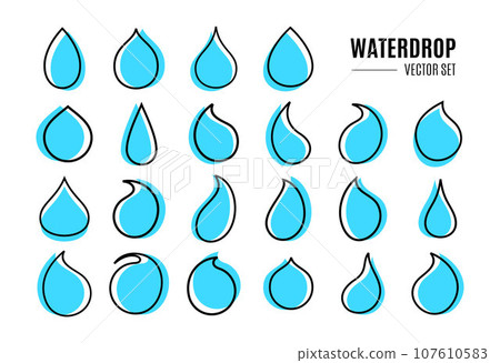 Modern line flat liquid water droplet icon logo design set 107610583