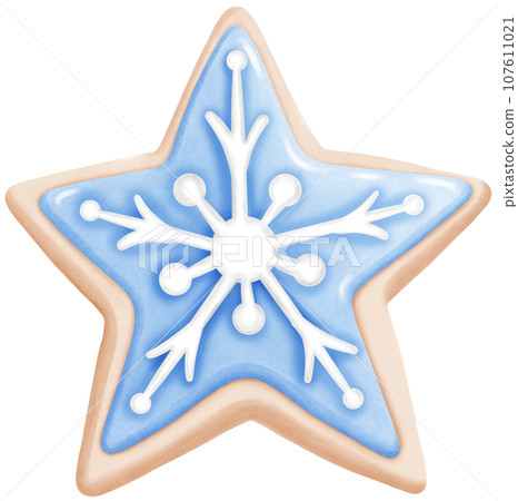 Watercolor Decorated Gingerbread Cookie Illustration Watercolor Decorated Gingerbread Cookie Illustration 107611021
