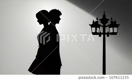 男女/情侶/夫妻/情人/伴侶/剪影插畫素材 男女/情侶/夫妻/情人/伴侶/剪影插畫素材 107611235