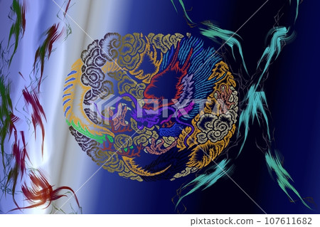 Dragon and lucky charms for New Year's cards Dragon and lucky charms for New Year's cards 107611682