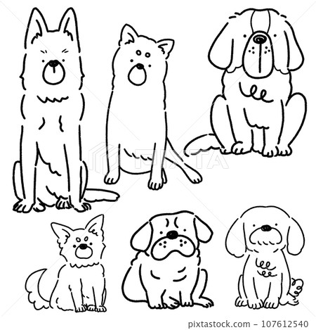 Sitting dogs line drawing 107612540