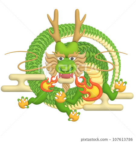 Three-dimensional illustration of a traditional oriental dragon 107613786