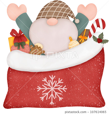Watercolor Christmas Gnome 107614065