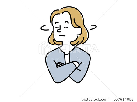 Illustration of a young businessman (female) shaking his head 107614095