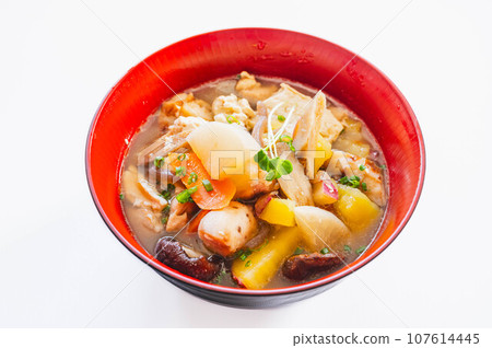 Kenchin soup with lots of ingredients Kenchin soup with lots of ingredients 107614445