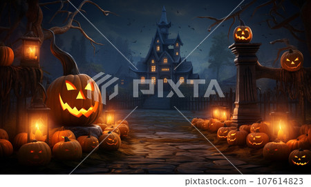 Halloween background with copyspace for your design. Halloween concept. Generative AI. 107614823