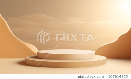 3d luxury beige podium for your luxury product.Generative AI 3d luxury beige podium for your luxury product.Generative AI 107614825