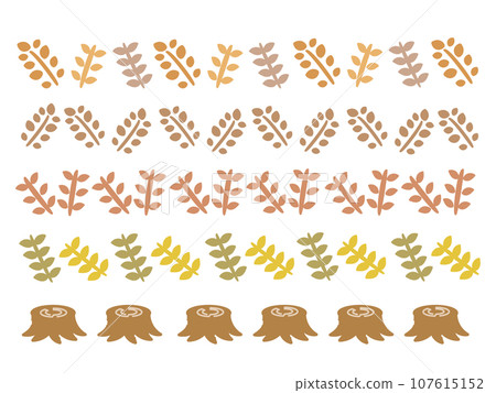 Autumn fallen leaves leaf line illustration set Autumn fallen leaves leaf line illustration set 107615152