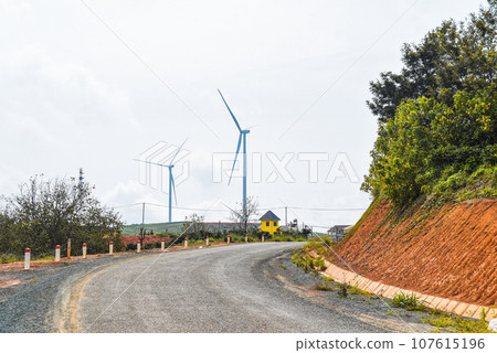 Wind turbine against sky in Da Lat of Vietnam Wind turbine against sky in Da Lat of Vietnam 107615196