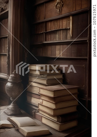 Old library or study with old books Old library or study with old books 107615971
