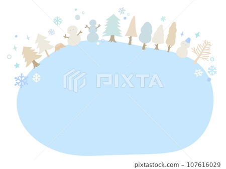Blue and beige winter landscape texture, background, cute hand drawn illustration 107616029
