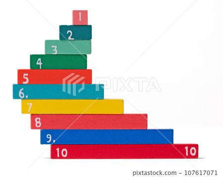 Wooden counting rods used to calculate mathematics using colour and shape in early school books Wooden counting rods used to calculate mathematics using colour and shape in early school books 107617071