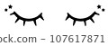 Closed eye with eyelashes with stars cute vector icon for cartoon character illustration. 107617871