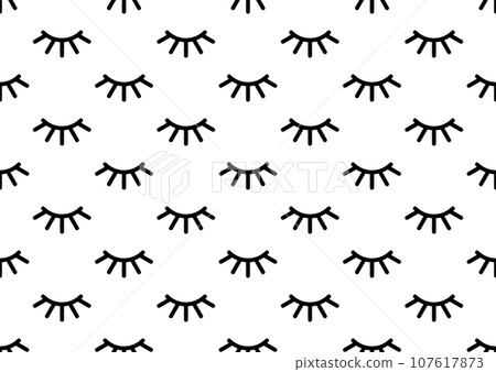 Closed eye with eyelashes cute vector seamless pattern for cartoon character illustration. 107617873