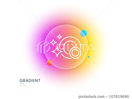 Cleaning dishes line icon. Gradient blur button with glassmorphism. Dishwasher sign. Clean tableware sign. Transparent glass design. Clean dishes line icon. Vector 107619690