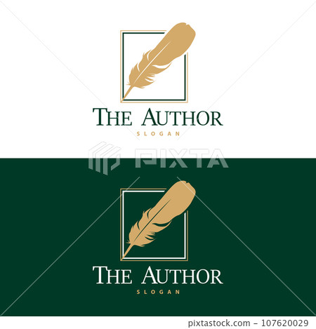 Feather Logo Design Minimalist Vector Template 107620029