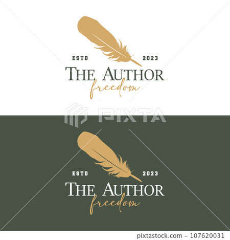 Feather Logo Design Minimalist Vector Template 107620031