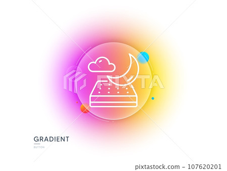 Night mattress line icon. Gradient blur button with glassmorphism. Orthopedic sleeping pad sign. Breathable sleep bed symbol. Transparent glass design. Night mattress line icon. Vector Night mattress line icon. Gradient blur button with glassmorphism. Orthopedic sleeping pad sign. Breathable sleep bed symbol. Transparent glass design. Night mattress line icon. Vector 107620201