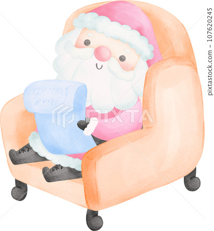 Pink Santa Claus illustration watercolor Pink Santa Claus illustration watercolor 107620245