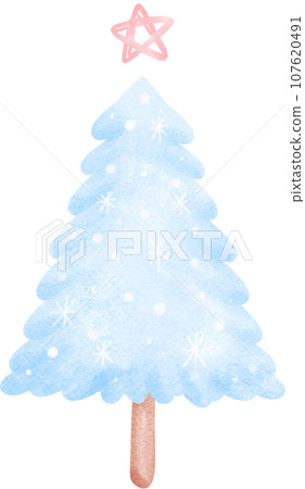 Blue Christmas Tree illustration watercolor Blue Christmas Tree illustration watercolor 107620491