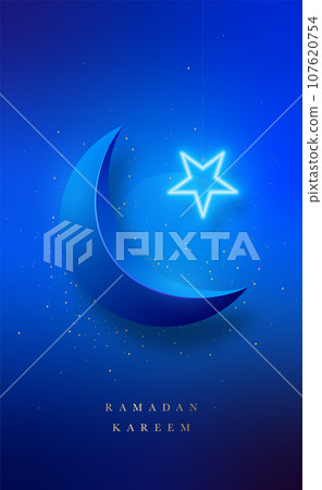 Luxury design for Ramadan Kareem with shiny crescent moon Luxury design for Ramadan Kareem with shiny crescent moon 107620754