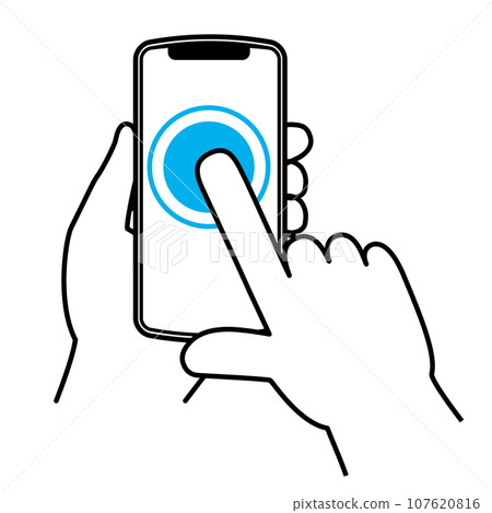 單指點擊 - 操作智慧型手機的手手勢的簡單插圖/圖標 單指點擊 - 操作智慧型手機的手手勢的簡單插圖/圖標 107620816