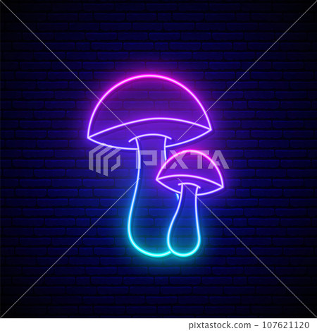 Fantasy luminous mushrooms in neon style. 107621120