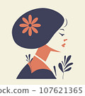 Beautiful woman face and hairstyle fashion with flower on head 107621365