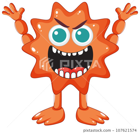 Spiky Red Monster Cartoon Character: A Playful Illustration Spiky Red Monster Cartoon Character: A Playful Illustration 107621574