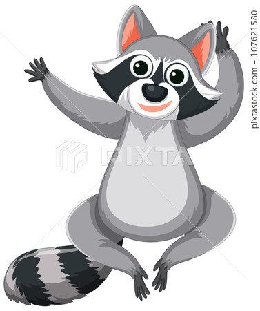 Jumping Raccoon Cartoon Illustration in Vector Style Jumping Raccoon Cartoon Illustration in Vector Style 107621580