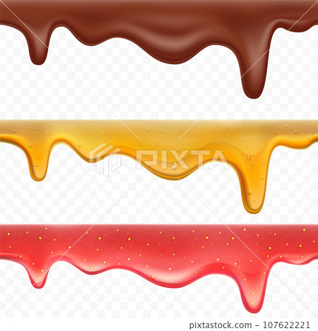 Melted chocolate, honey and strawberry jam Melted chocolate, honey and strawberry jam 107622221