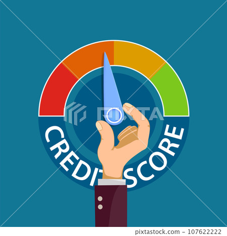 Businessman rotates the arrow of credit rating scale 107622222