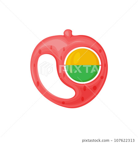 A rattle. Children s toy rattle in the form of a flower. Educational toy for kids. Vector illustration isolated on a white background A rattle. Children s toy rattle in the form of a flower. Educational toy for kids. Vector illustration isolated on a white background 107622313
