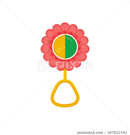 A rattle. Children s toy rattle in the form of a flower. Educational toy for kids. Vector illustration isolated on a white background A rattle. Children s toy rattle in the form of a flower. Educational toy for kids. Vector illustration isolated on a white background 107622342