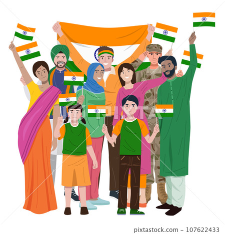 National Day, Indian people celebrating Independence Day 107622433