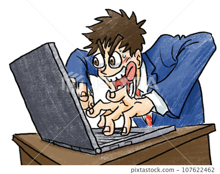 一名商人全神貫注於打字的插圖 107622462