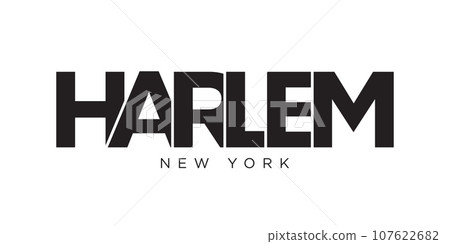 Harlem, New York, USA typography slogan design. America logo with graphic city lettering for print and web. 107622682