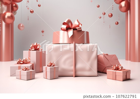 3D Podium Mockup Promotion Sale with Gifts, Shopping 107622791